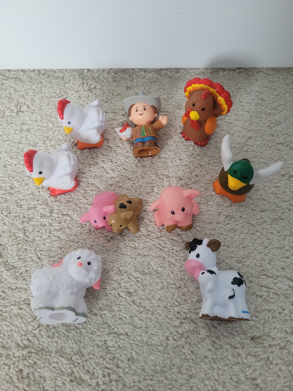Little People Farm Animals And Farmer Set - Lot of 9